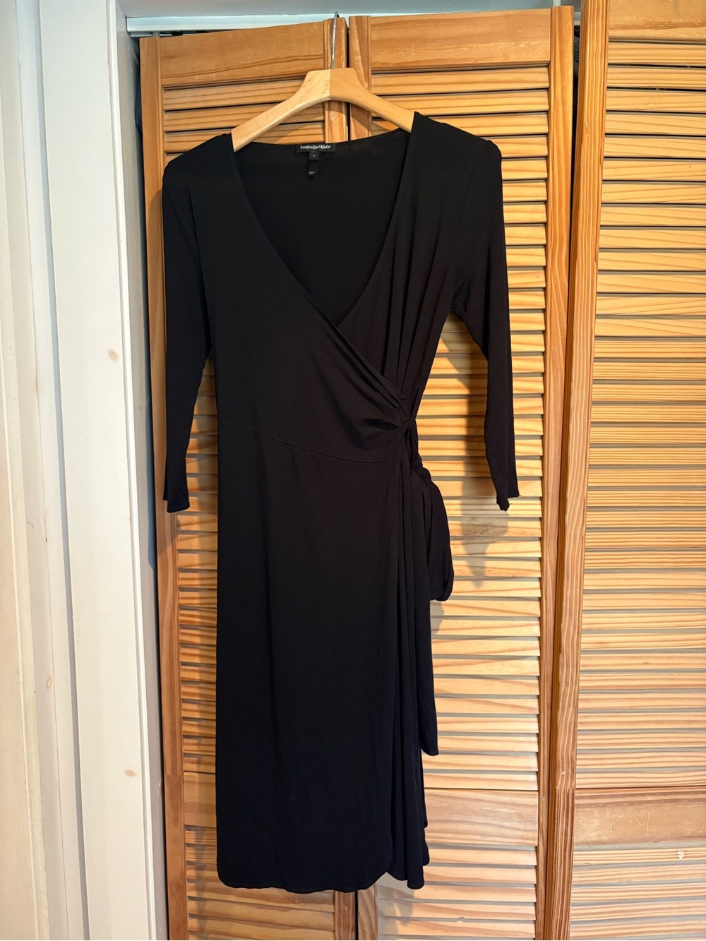 Isabella Oliver Black Wrap Midi Dress Maternity Evening Bodycon Stretch